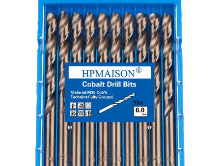 Lote de 10 brocas helicoidales de acero rápido M35 HSS o cobalto para taladros métricos de alta velocidad 6 mm x 93 mm para perforar acero inoxidable y metal Embalaje Deteriorado Online Sale