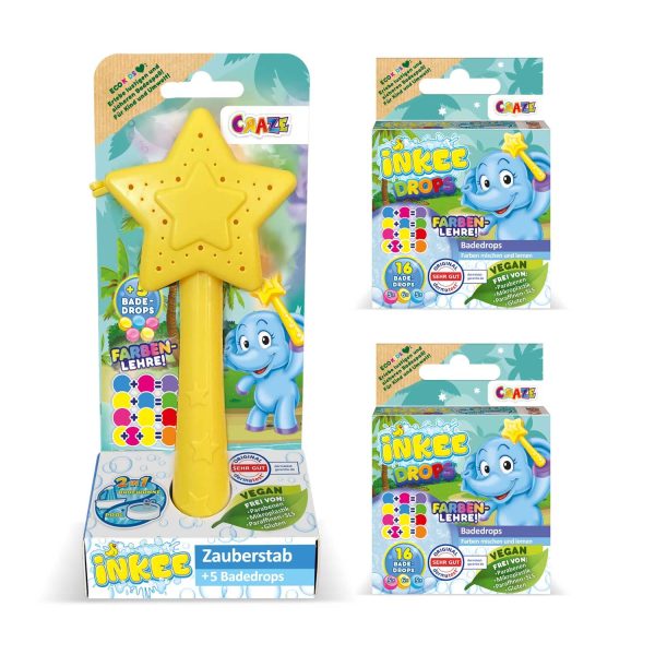 Varita Mágica para la bañera CRAZE Inkee Wand, Pack de 37 bombas de baño para niños, Sin Gluten, Multicolor, 1 Unidad (Paquete de 3) Embalaje Deteriorado Online now