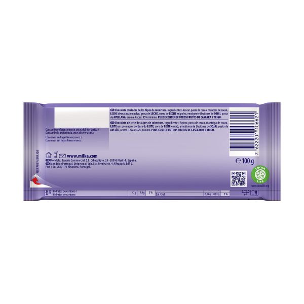 Tableta de Chocolate con Leche Milka Extra Cacao 45% 100g Online now