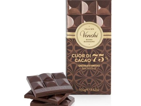 Tableta de Chocolate Negro 75% Cuor di Cacao, 100g - Chocolate Negro de América del Sur y Central - Sin Gluten Cheap