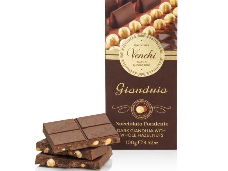 Venchi - Tableta de Chocolate con Avellanas y Gianduja de Chocolate Negro - Sin Gluten on Sale