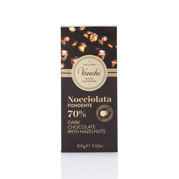 Venchi - Tableta de chocolate amargo 70% con avellanas del Piamonte IGP, 100g - Sin gluten Hot on Sale