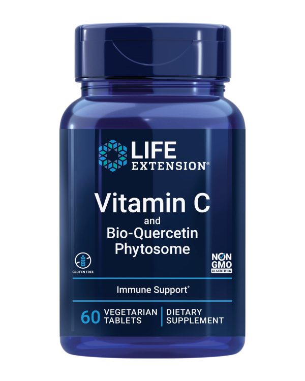 Vitamina C de Life Extension con Bio-Quercetina Fitosoma 1000mg - Suplemento diario de vitamina C de alta potencia absorbible - Para la salud del sistema inmunológico - Sin gluten, no transgénico, vegetariano - 60 tabletas (Cad: 31 10 2023) Online Sale