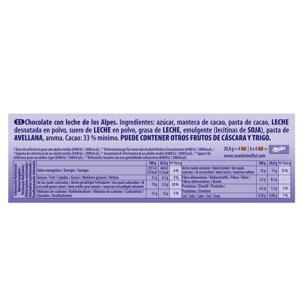 Tableta de Chocolate con Leche de los Alpes Milka 125g Sale