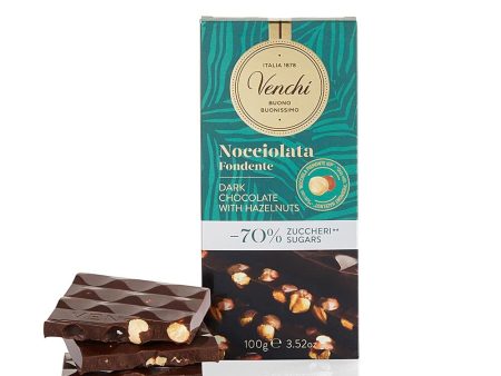 Venchi - Tableta de chocolate amargo con avellana - Sin azúcares añadidos - Sin gluten For Cheap