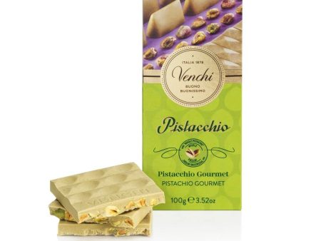 Venchi - Tableta de Chocolate con Pistacho Gourmet - Chocolate Blanco y Crema de Pistacho, 100 g - Sin Gluten Fashion