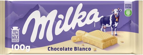 Tableta de Chocolate Blanco de los Alpes Milka 100g Online now