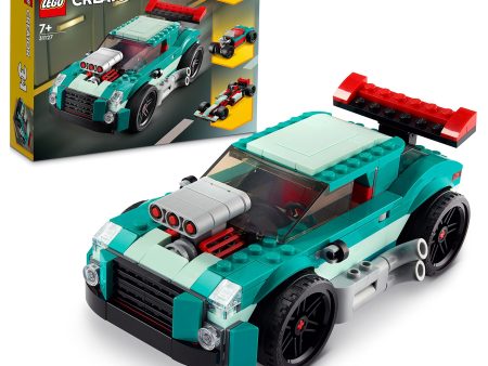 LEGO Creator Deportivo Callejero, Juguete 3 en 1, Coche de Carreras o Descapotable, Detalle de Cumpleaños para el Colegio, Regalo Niños de 7 años, Multicolor Embalaje Deteriorado Hot on Sale