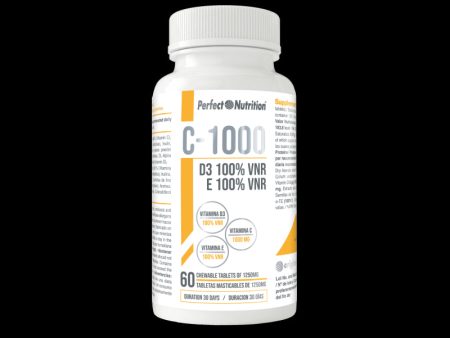 Perfect Nutrition Vitamina C-1000 + E + D3 | Reduce la fatiga y el agotamiento y mejora el sistema inmunológico - 60 tabletas con sabor a naranja Sale