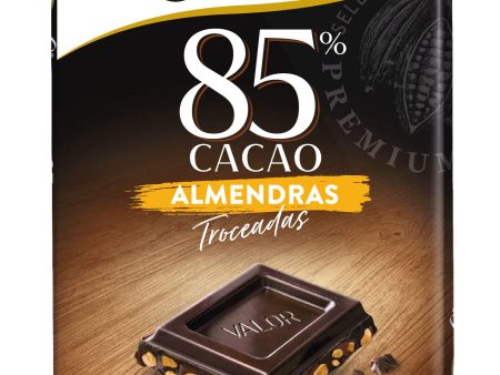 Tableta de Chocolate Negro 85% Cacao con Almendras Troceadas Sin Azúcares Añadidos Sin Gluten, 100g For Discount