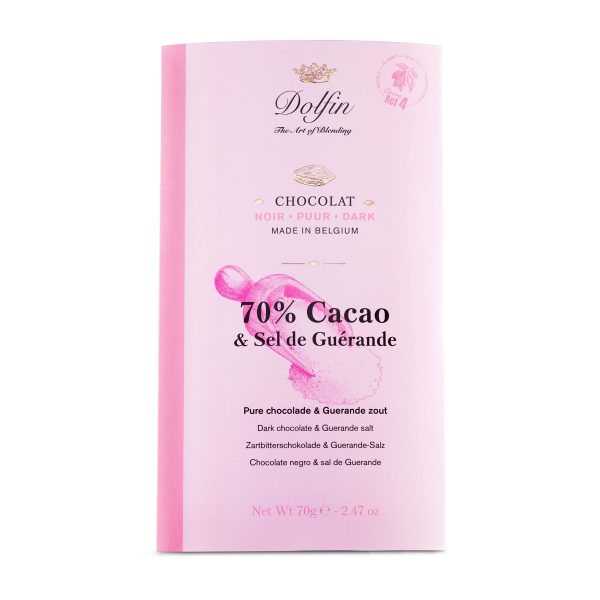 Dolfin Chocolate Negro con 70% Cacao y Sal de Guerande - Chocolate Belga Artesanal con Sabor Agridulce y Salado - Confitería Premium, Dulces Gourmet, Golosinas - Hecho en Bélgica, 210g, Paquete de 3 Online Sale