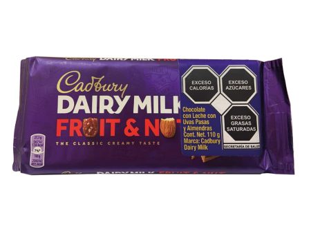 Tableta de Chocolate Cadbury Dairy Milk Fruit and Nut - 110g, 1 unidad Online now