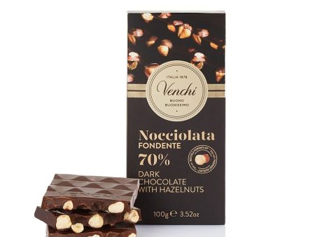 Venchi - Tableta de chocolate amargo 70% con avellanas del Piamonte IGP, 100g - Sin gluten Hot on Sale