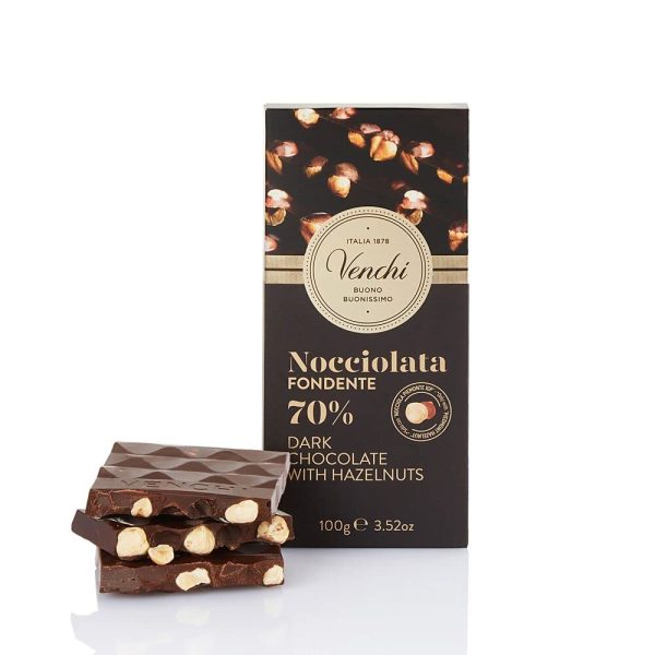 Venchi - Tableta de chocolate amargo 70% con avellanas del Piamonte IGP, 100g - Sin gluten Hot on Sale