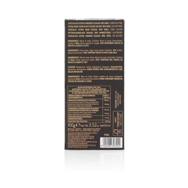 Tableta de Chocolate Negro 85% Cuor di Cacao, 100g - Chocolate Negro de América del Sur y Central - Sin Gluten Hot on Sale