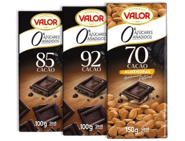 Tableta de Chocolate Negro 85% Cacao con Almendras Troceadas Sin Azúcares Añadidos Sin Gluten, 100g For Discount