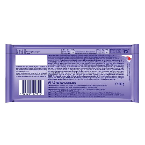 Tableta de Chocolate Blanco Milka Oreo con Relleno de Vainilla 100g For Sale