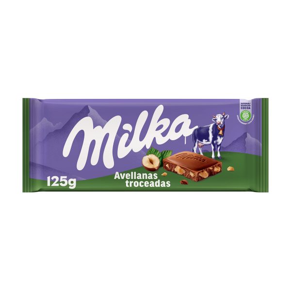 Tableta de Chocolate con Leche Milka con Trozos de Avellanas 125g Online