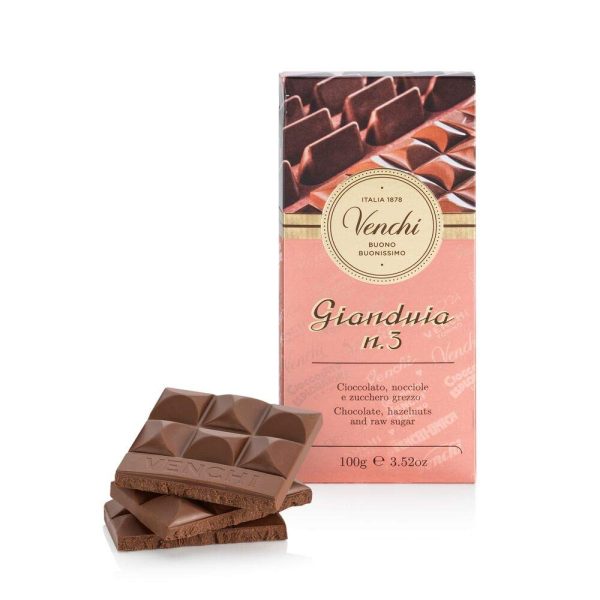 Tableta Gianduja N.3 de Venchi, 100 g - Chocolate, Avellanas del Piamonte IGP y Azúcar Sin Refinar - Vegano - Sin Gluten For Cheap