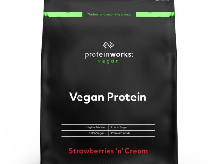 Protein Works - Proteína Vegana | 25g de proteínas vegetales | Calidad premium | Batido de proteínas vegetales | 16 porciones | Fresas con crema | 500g (Cad: 29 02 2024) Hot on Sale