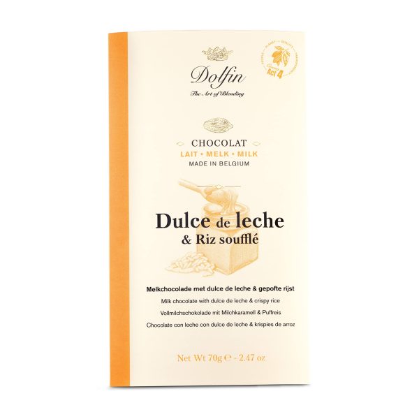 Dolfin Chocolate con Leche con Caramelo de Mantequilla Salada - Barra de Chocolate Belga, Caramelo Cremoso, Dulce de Leche, Arroz Inflado - Confitería Premium - Hecho en Bélgica, 210g, Paquete de 3 on Sale