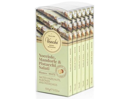 Venchi - Kit de 6 Tabletas de Chocolate Blanco Salado con Avellanas, Almendras y Pistachos, 600 g - Sin Gluten For Sale