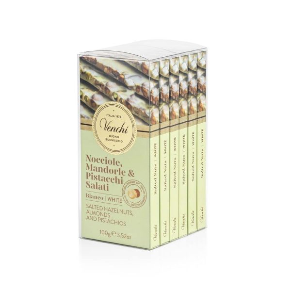 Venchi - Kit de 6 Tabletas de Chocolate Blanco Salado con Avellanas, Almendras y Pistachos, 600 g - Sin Gluten For Sale