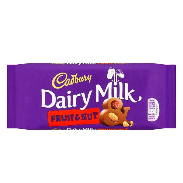 Tableta de Chocolate Cadbury Dairy Milk Fruit and Nut - 110g, 1 unidad Online now