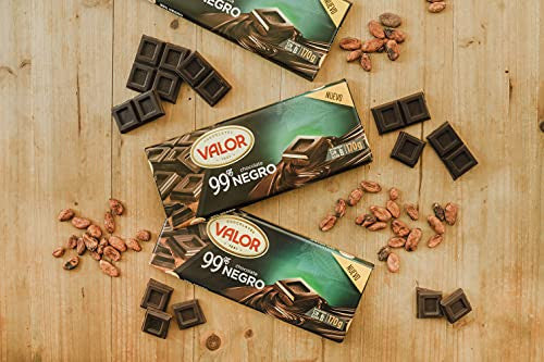 Valor - Chocolate Negro 99% - Sin Gluten. Tableta de Chocolate Negro para Amantes del Chocolate, blend de cacaos Valor. Intenso Sabor y Aroma - 170 Gramos (Cad: 31 03 2025) Online now