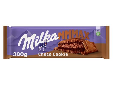 Tableta de chocolate Milka MMMAX Choco Cookie con galleta de cacao y doble capa de crema de cacao 300g For Sale