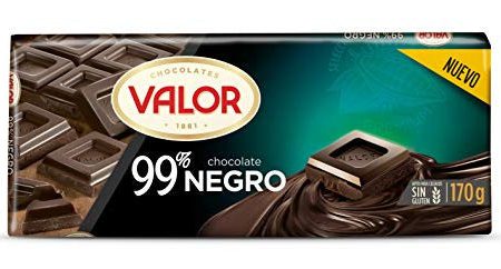 Valor - Chocolate Negro 99% - Sin Gluten. Tableta de Chocolate Negro para Amantes del Chocolate, blend de cacaos Valor. Intenso Sabor y Aroma - 170 Gramos (Cad: 31 03 2025) Online now