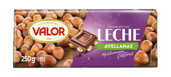 Tableta de Chocolate con Leche y Avellanas Valor - Sin Gluten - 250 Gramos on Sale