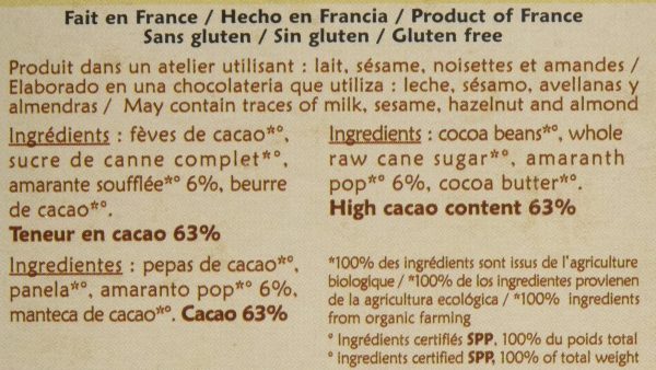 Tableta de Chocolate Negro con Amaranto Inflado For Cheap